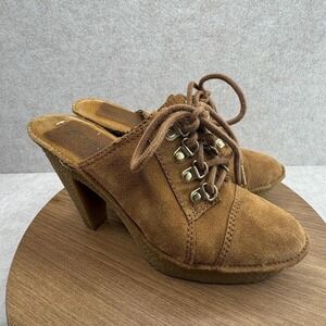 MICHAEL Michael Kors Shoes Womens 7 Brown Suede Lace Up Mule Platform Heel